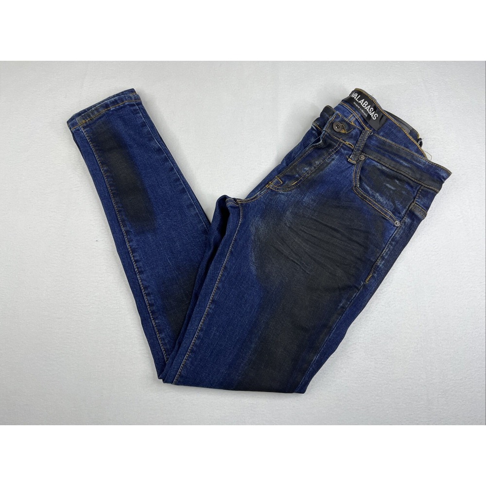 Valabasas Mens Jeans Sz 29 (30x31) Skinny Fit Dark Wash Denim Button Fly EUC